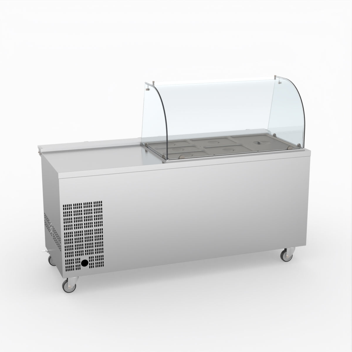 FED-X Three Door Salad Prep Fridge With Curve Glass Top XTHP3100SALGC