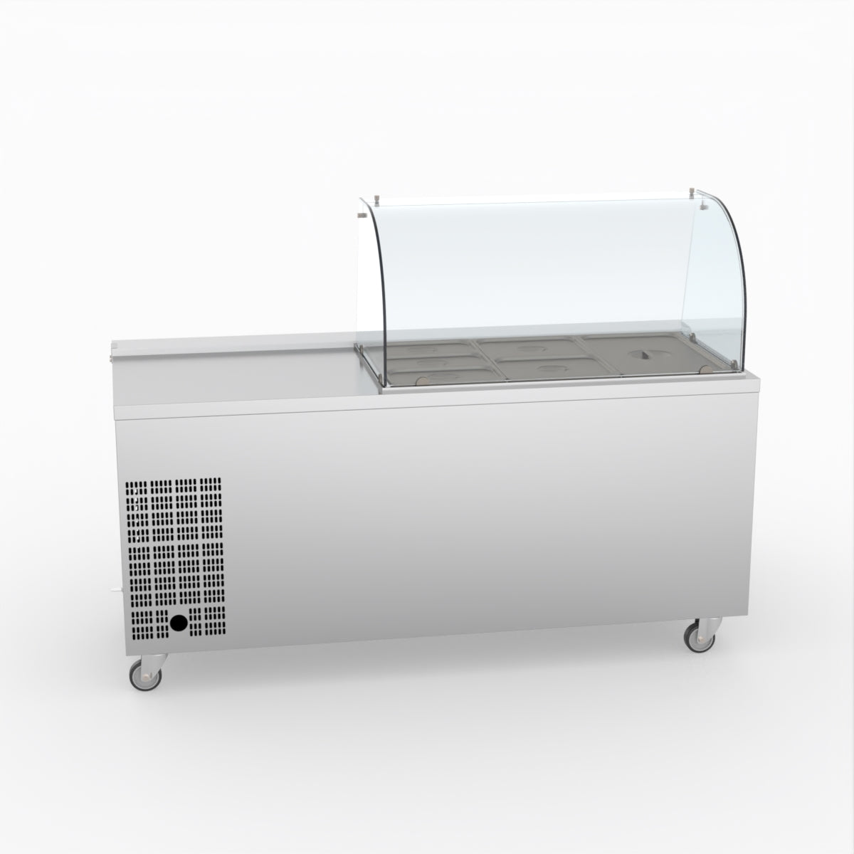 FED-X Three Door Salad Prep Fridge With Curve Glass Top XTHP3100SALGC