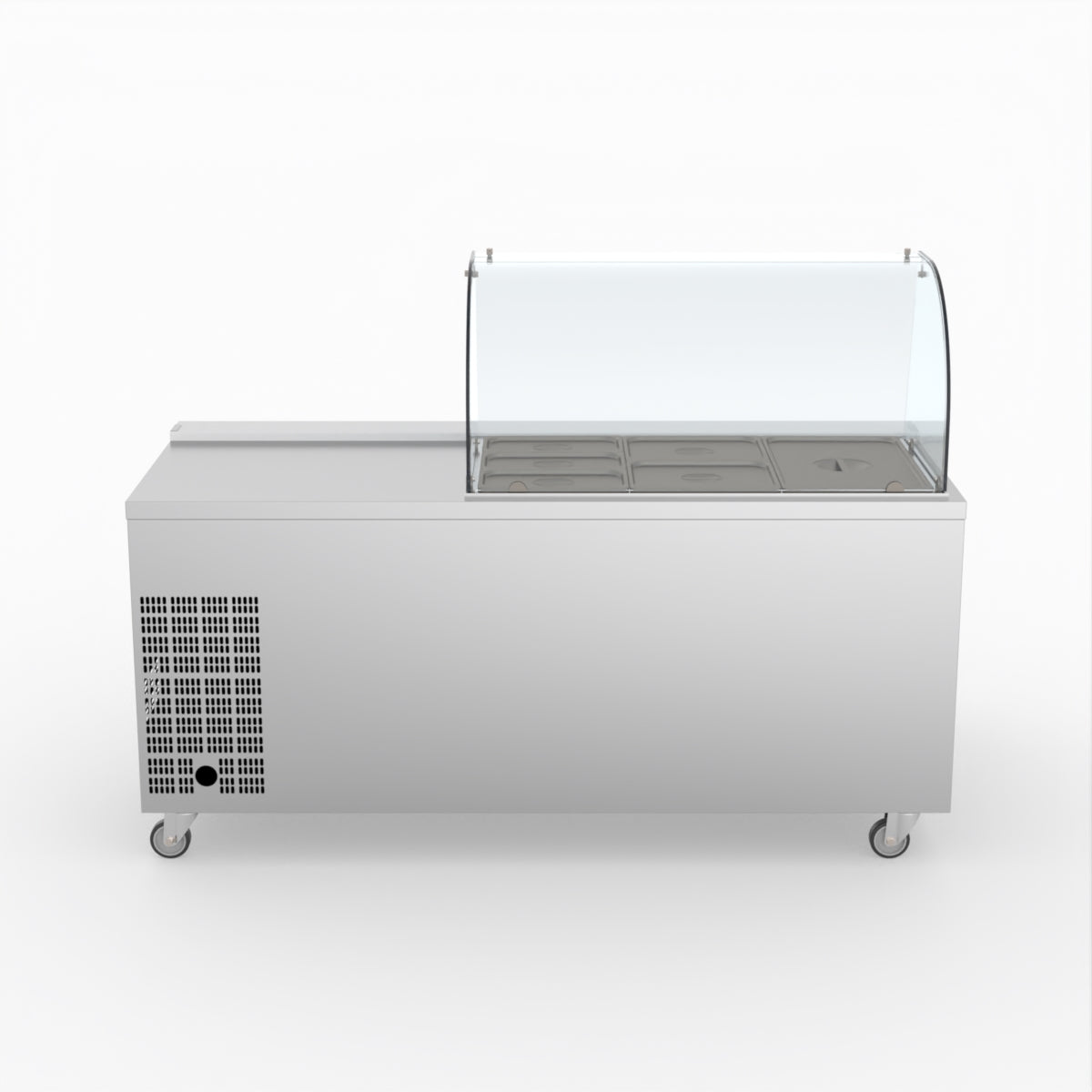 FED-X Three Door Salad Prep Fridge With Curve Glass Top XTHP3100SALGC