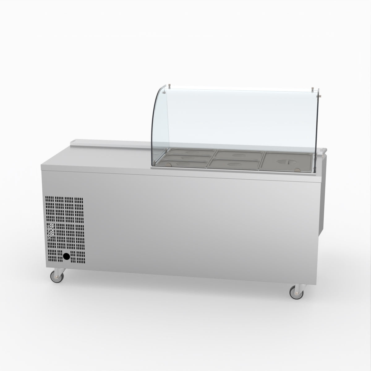 FED-X Three Door Salad Prep Fridge With Curve Glass Top XTHP3100SALGC