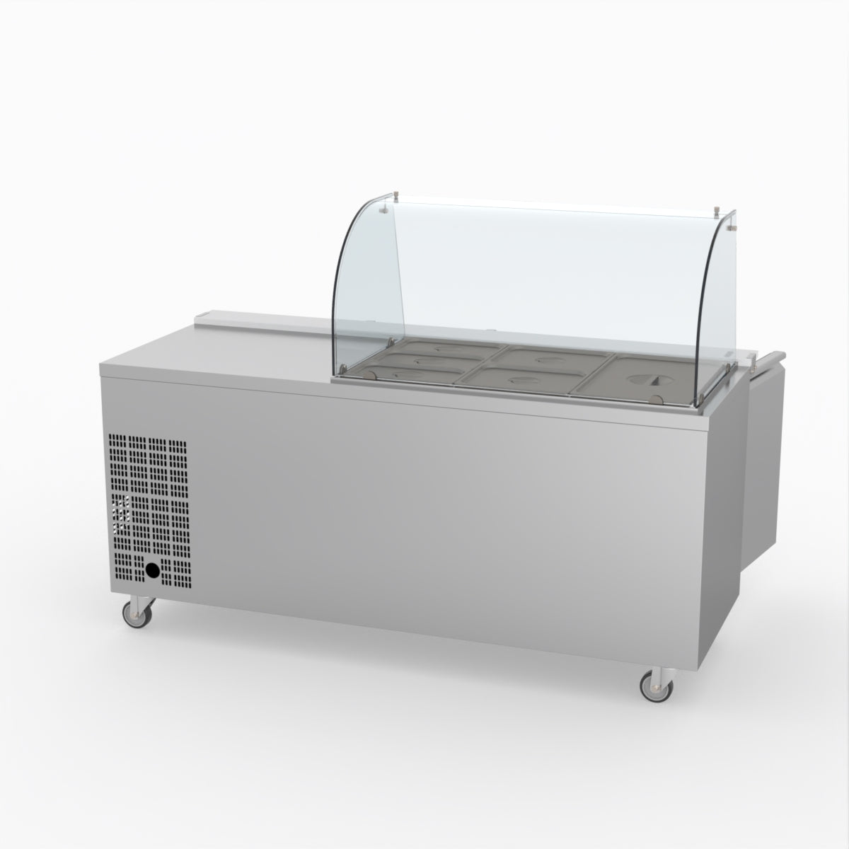 FED-X Three Door Salad Prep Fridge With Curve Glass Top XTHP3100SALGC