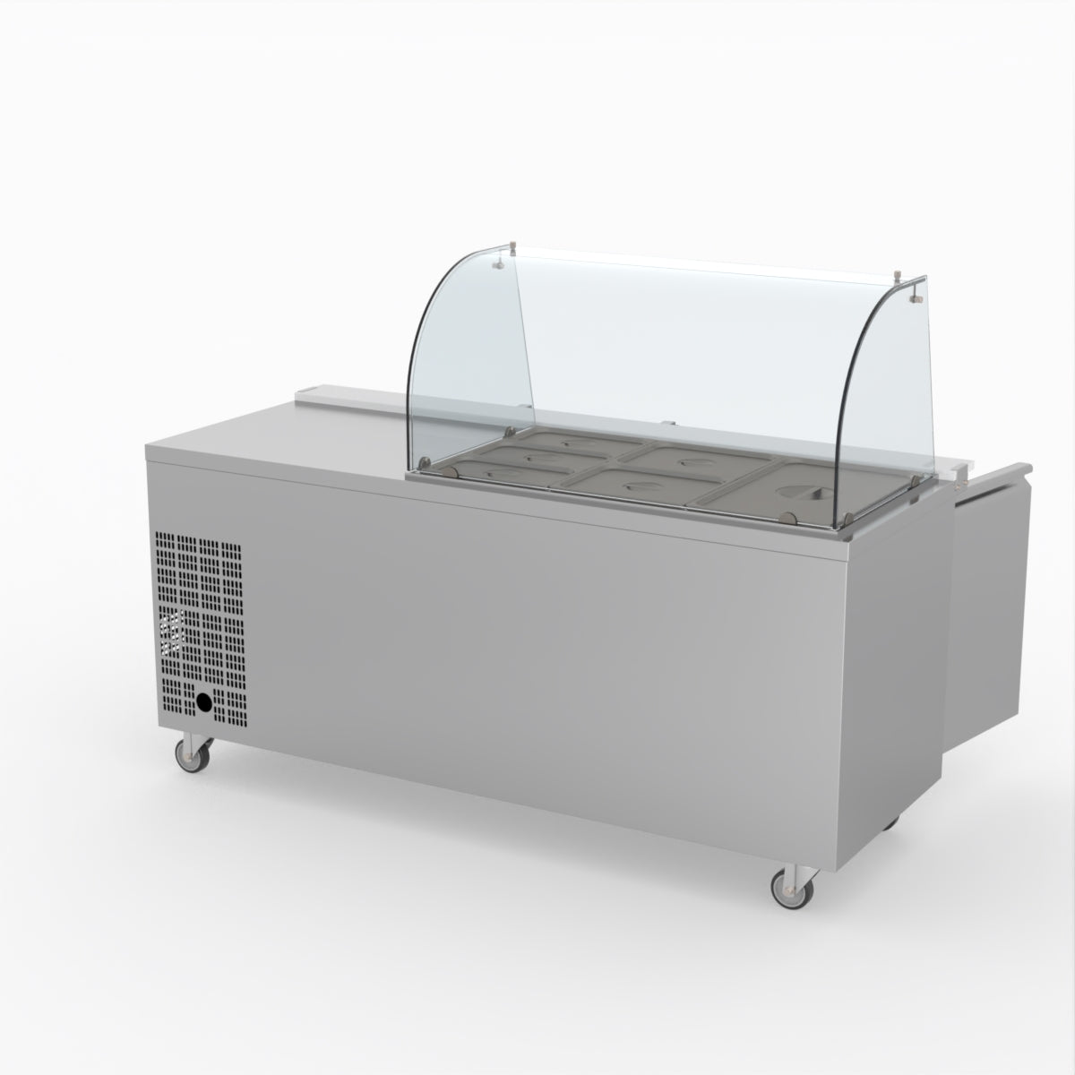 FED-X Three Door Salad Prep Fridge With Curve Glass Top XTHP3100SALGC