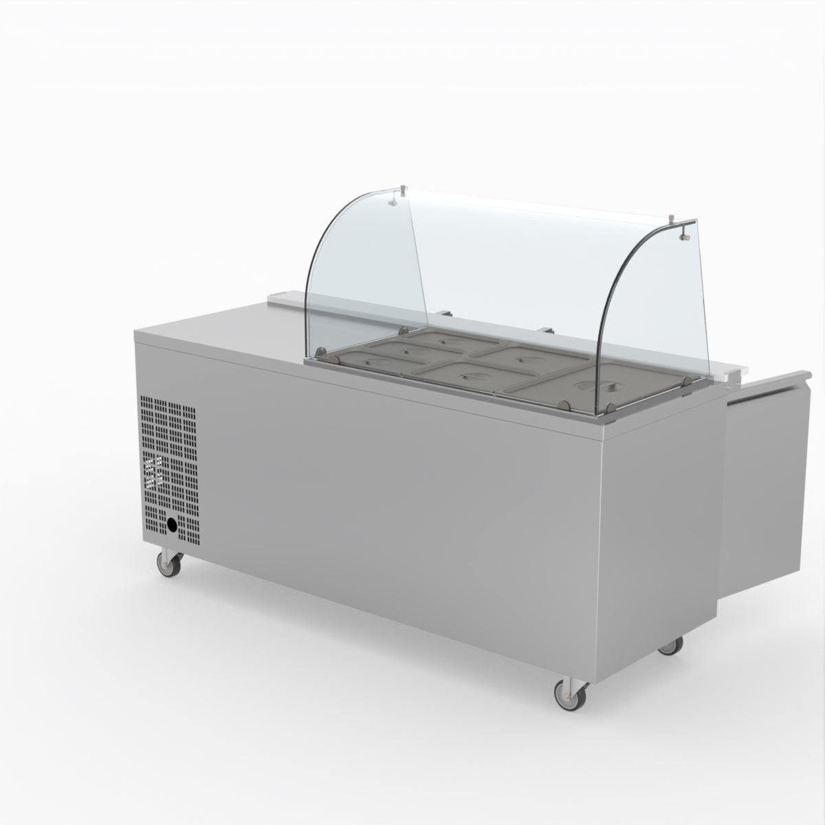 FED-X Three Door Salad Prep Fridge With Curve Glass Top XTHP3100SALGC