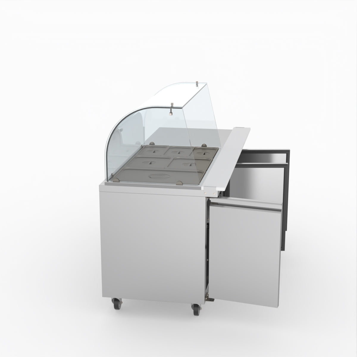 FED-X Three Door Salad Prep Fridge With Curve Glass Top XTHP3100SALGC