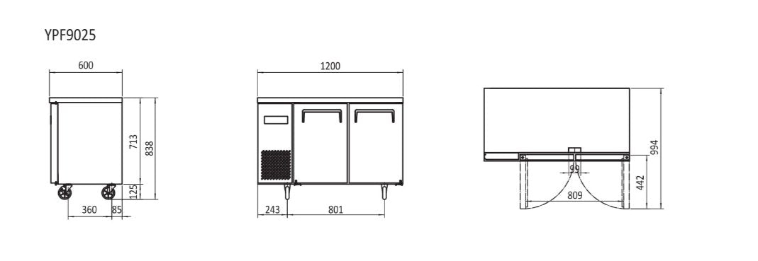 2 Door Bench Freezers 1.2m | Atosa | YPF9025