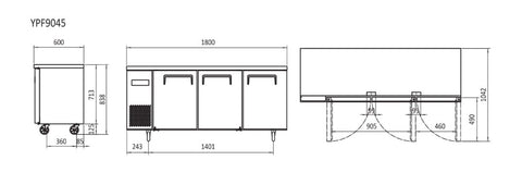 3 Door Bench Freezers 1.8m | Atosa | YPF9045