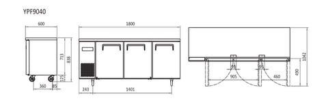 Commercial Under Bench Fridges 1.8m | Atosa | YPF9040