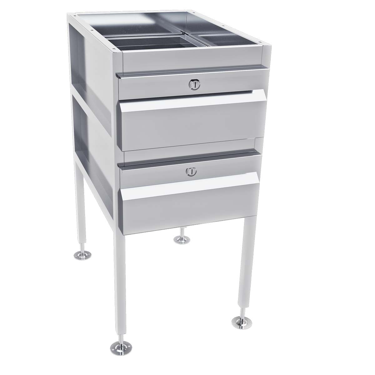 3Monkeez Gastronorm Freestanding Stainless Steel Drawer Unit (2 drawers) - AB-2DRAW-1G