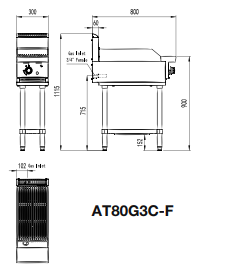 Cookrite 24Mj/h 300 mm Radiant Char Grills LPG AT80G3C-F-LPG