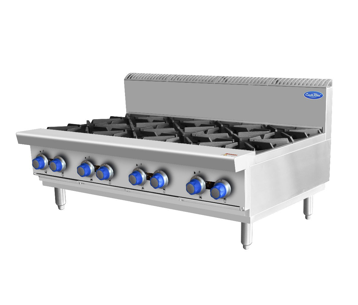 Cookrite AT80G8B-C Open 8 Burner Cook Top - Natural Gas/LPG