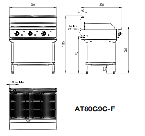 Cookrite AT80G9C-F 900 mm Radiant Char Grills - Natural Gas/LPG