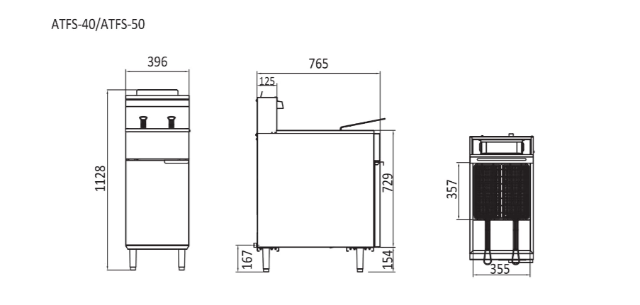 Cookrite 112Mj/h 4 Tubes Gas Deep Fryer NG ATFS-50-NG
