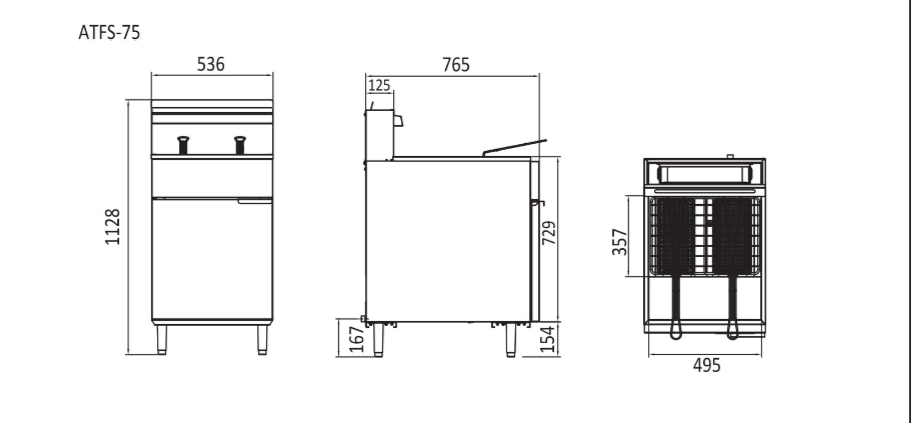 Cookrite 114Mj/h 5 Tubes Gas Deep Fryer NG ATFS-75-NG