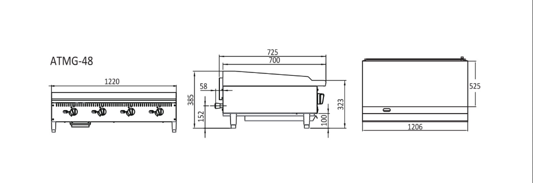 Cookrite 1220mm Griddle NG ATMG-48-NG