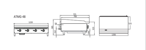 Cookrite 1220mm Griddle NG ATMG-48-NG