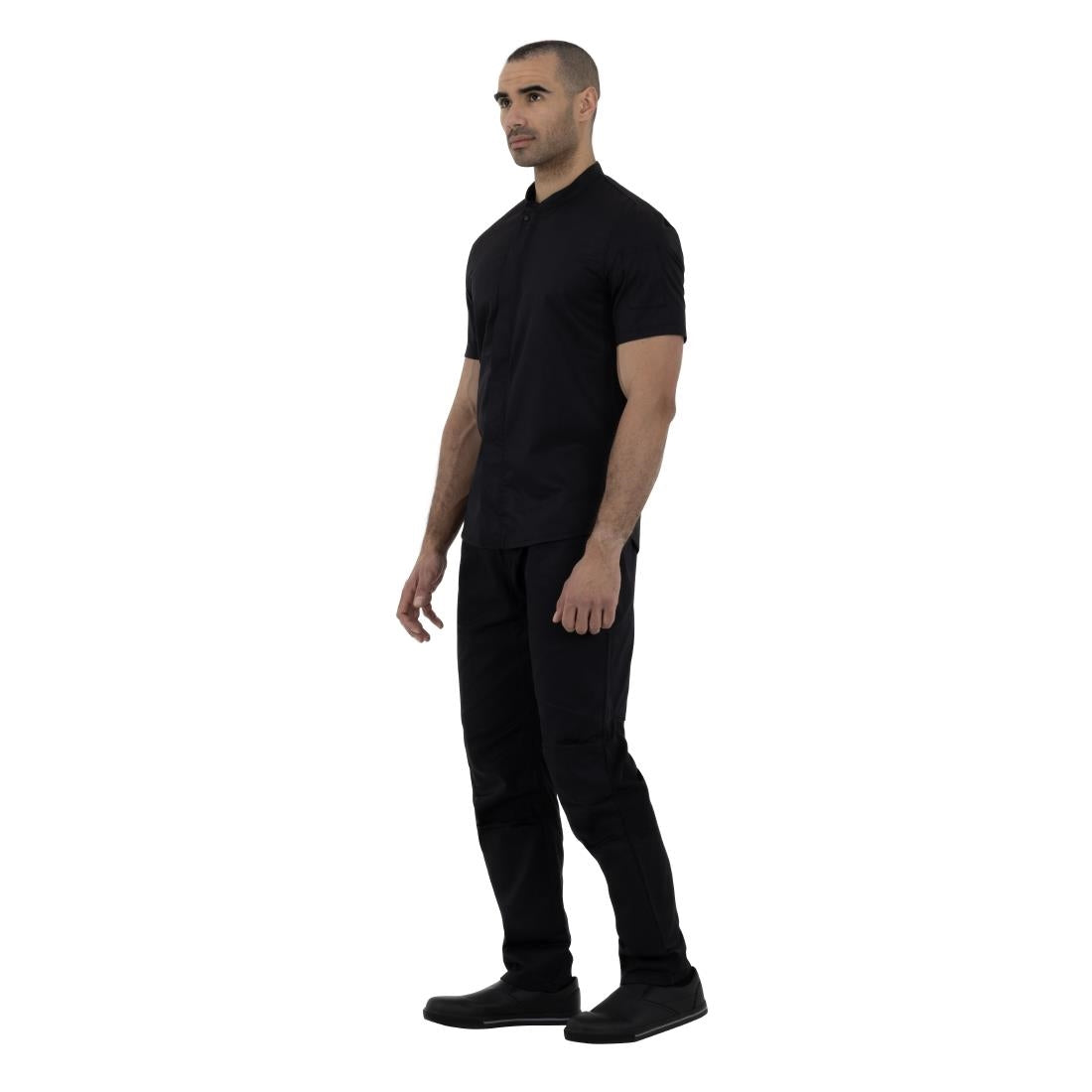 Southside Harlem Short Sleeve Zipper Chef Jacket Black Size L - BA115-L