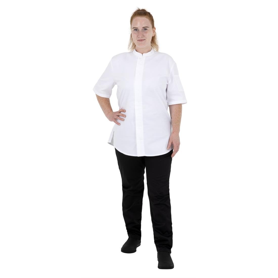 Southside Harlem Zipper Chefs Jacket White Short Sleeve Mesh Size L - BA116-L