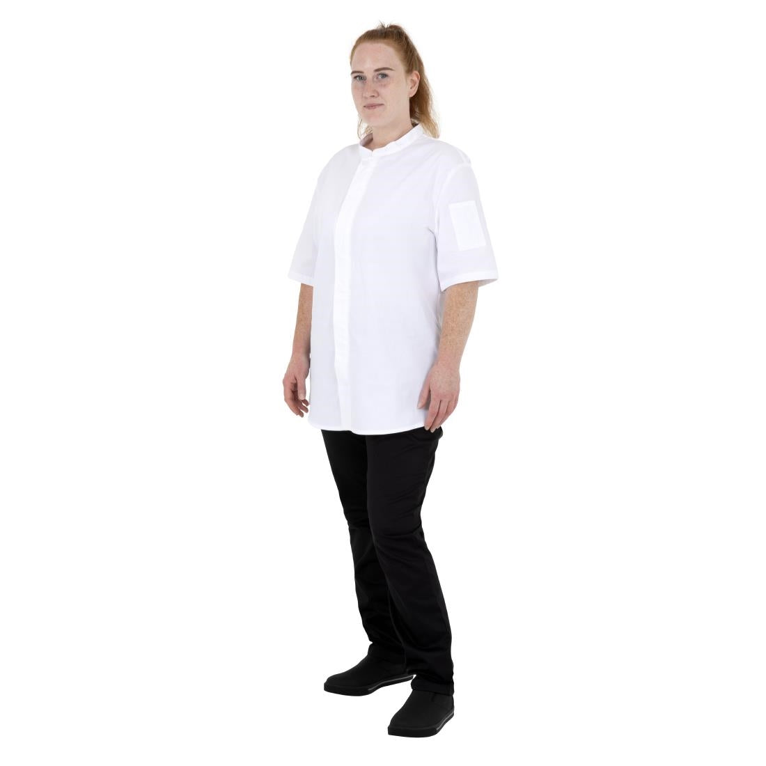 Southside Harlem Zipper Chefs Jacket White Short Sleeve Mesh Size L - BA116-L