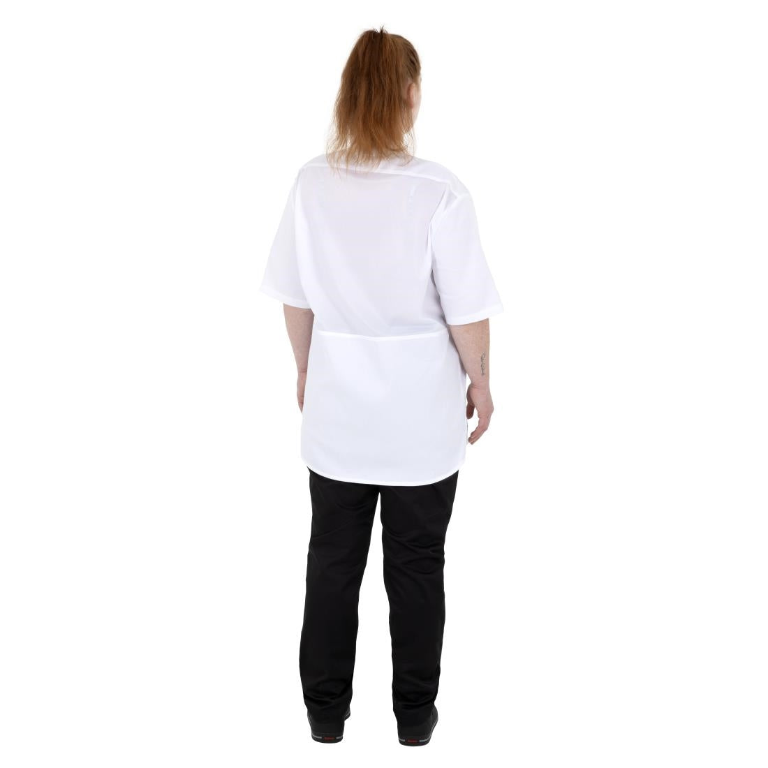 Southside Harlem Zipper Chefs Jacket White Short Sleeve Mesh Size L - BA116-L