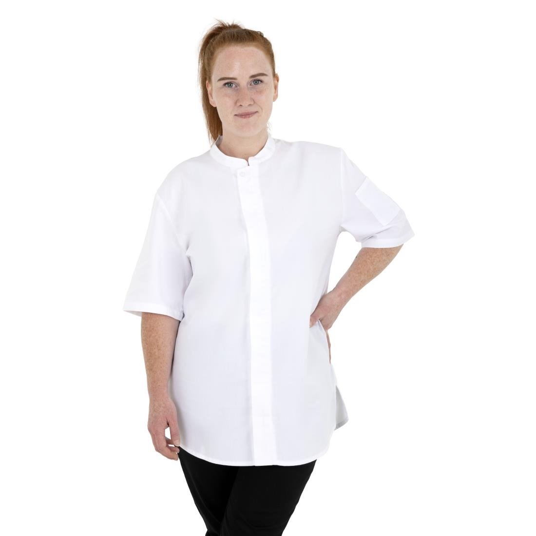 Southside Harlem Zipper Chefs Jacket White Short Sleeve Mesh Size M - BA116-M