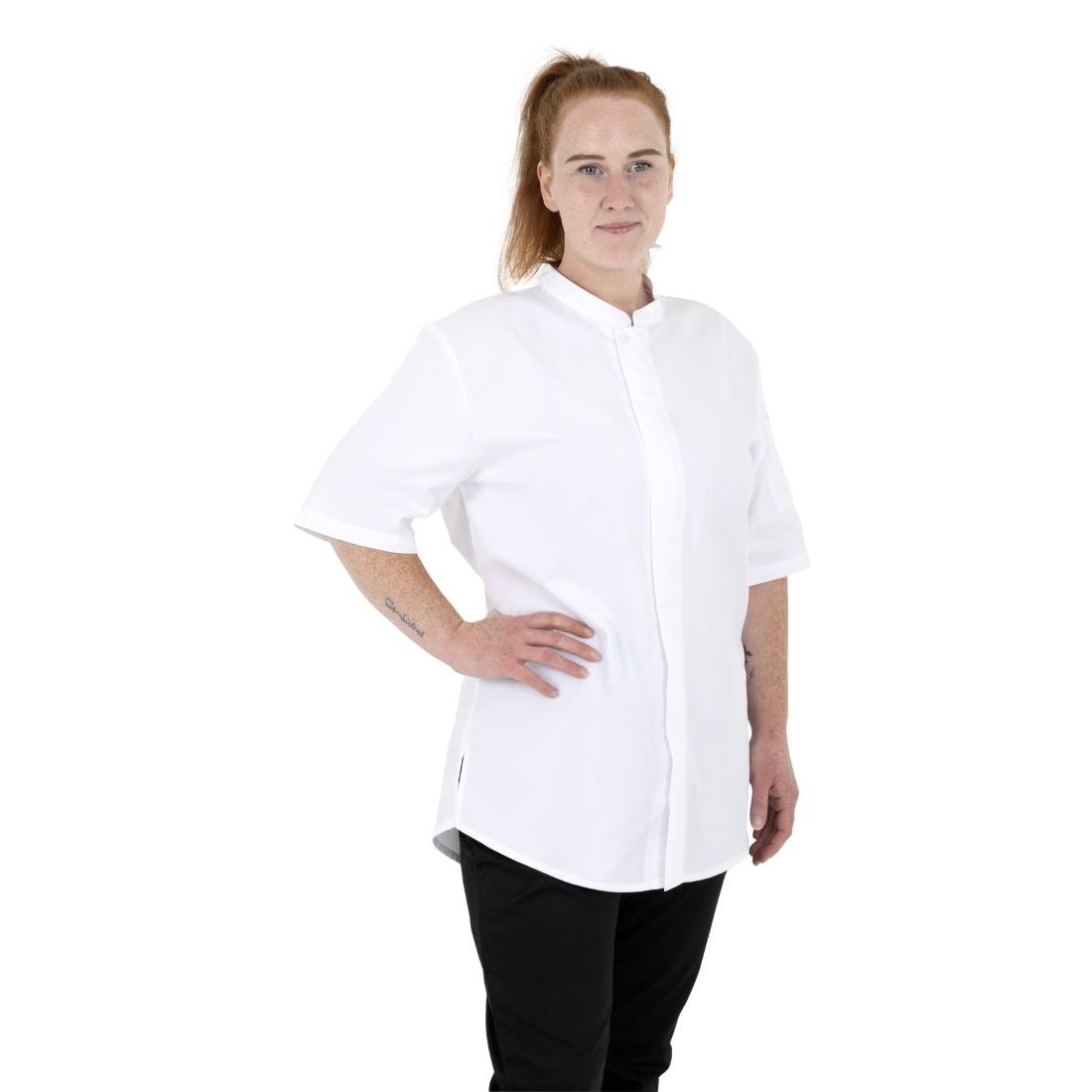 Southside Harlem Zipper Chefs Jacket White Short Sleeve Mesh Size M - BA116-M