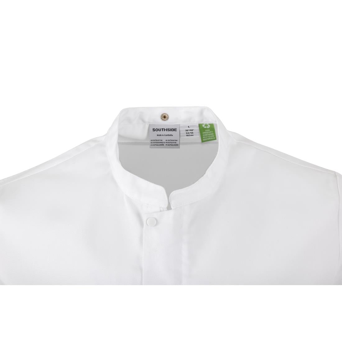 Southside Harlem Zipper Chefs Jacket White Short Sleeve Mesh Size L - BA116-L