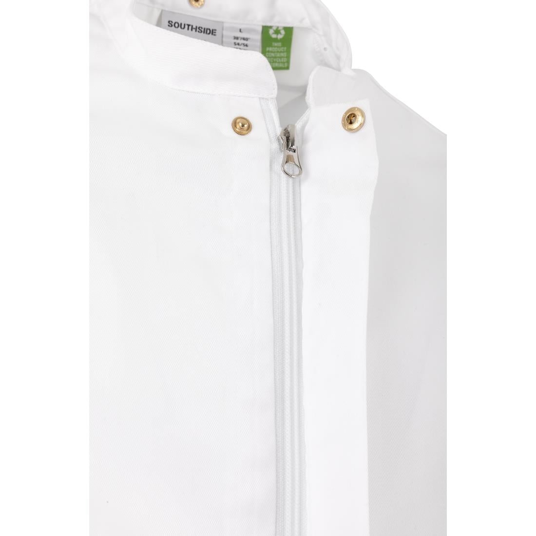Southside Harlem Zipper Chefs Jacket White Short Sleeve Mesh Size L - BA116-L