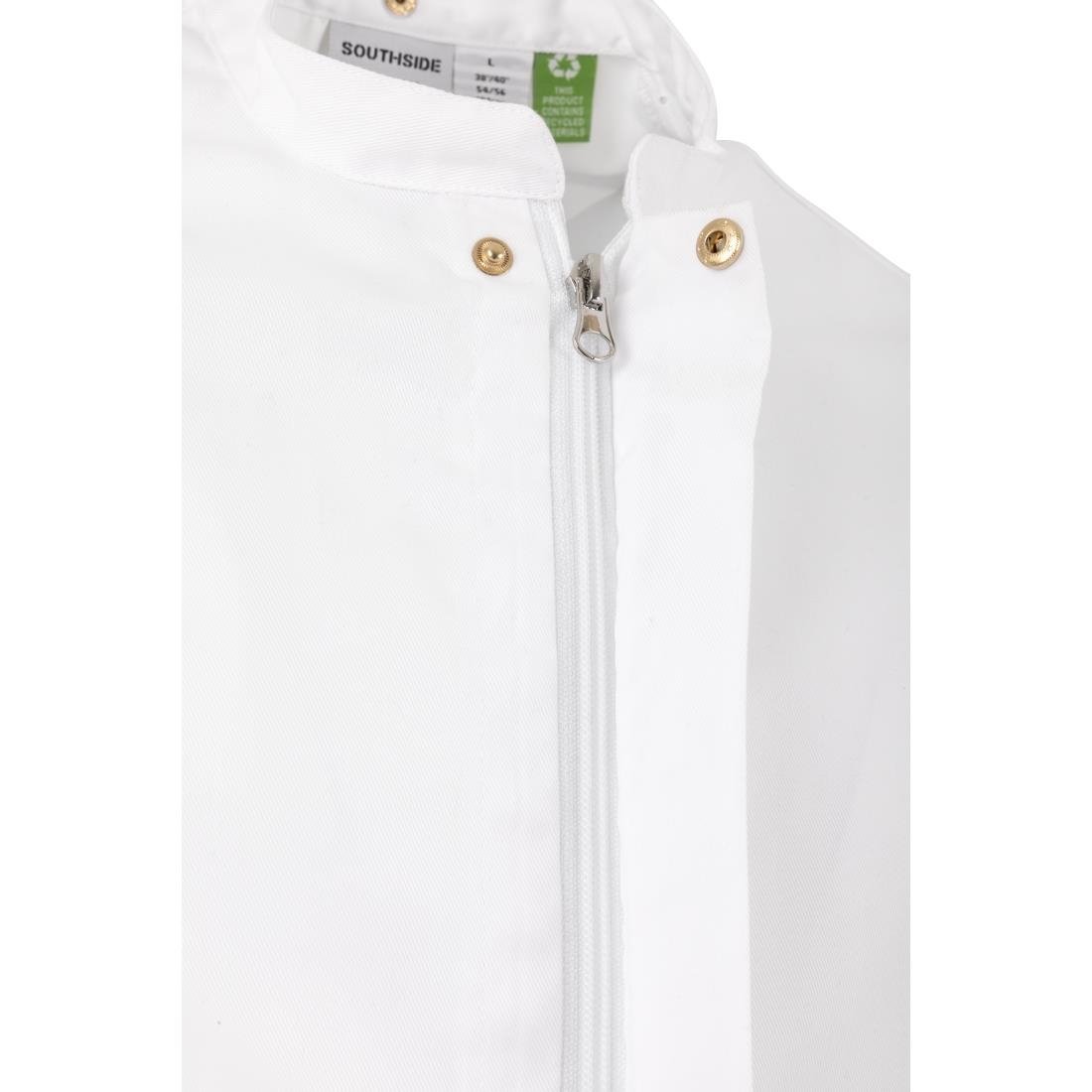 Southside Harlem Zipper Chefs Jacket White Short Sleeve Mesh Size M - BA116-M