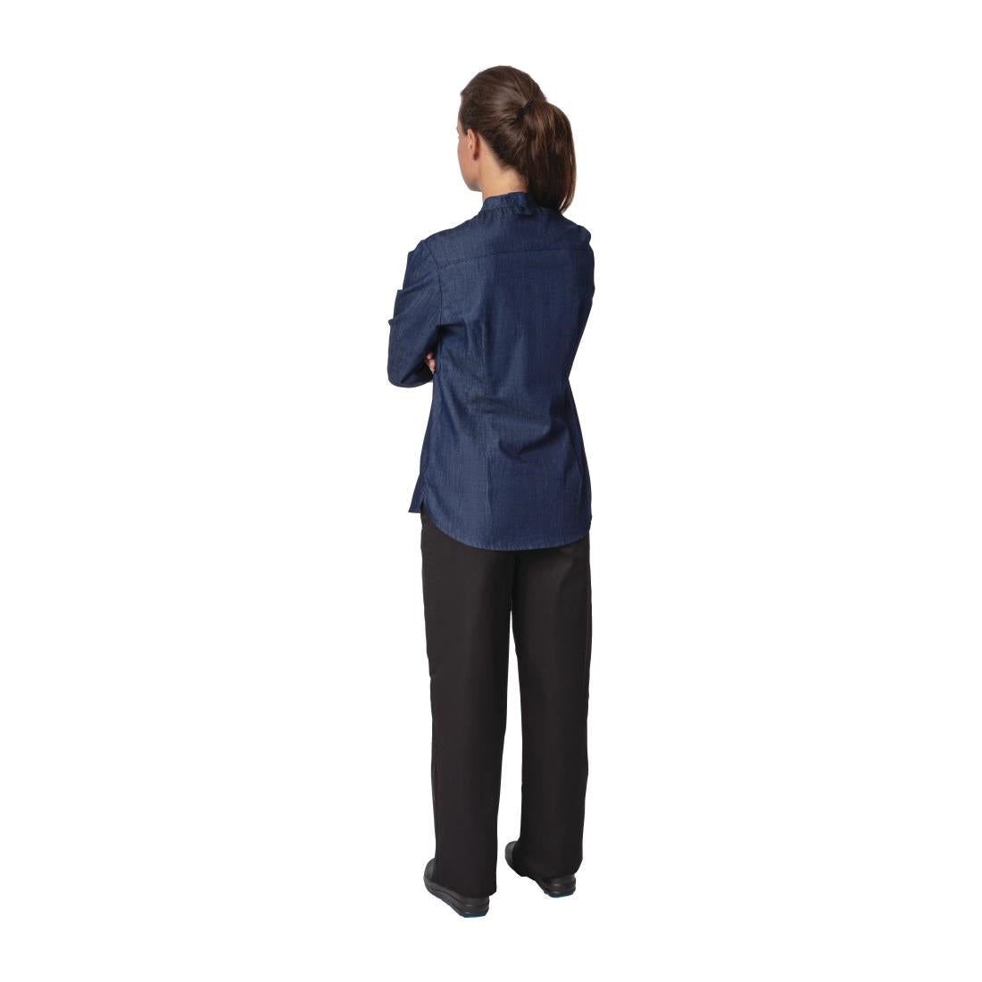Southside NY Queens Womens Denim Lightweight Chefs Shirt Size L - BA003-L
