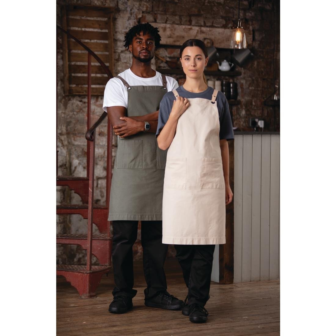 Southside Cotton Canvas Bib Apron Khaki - BB684
