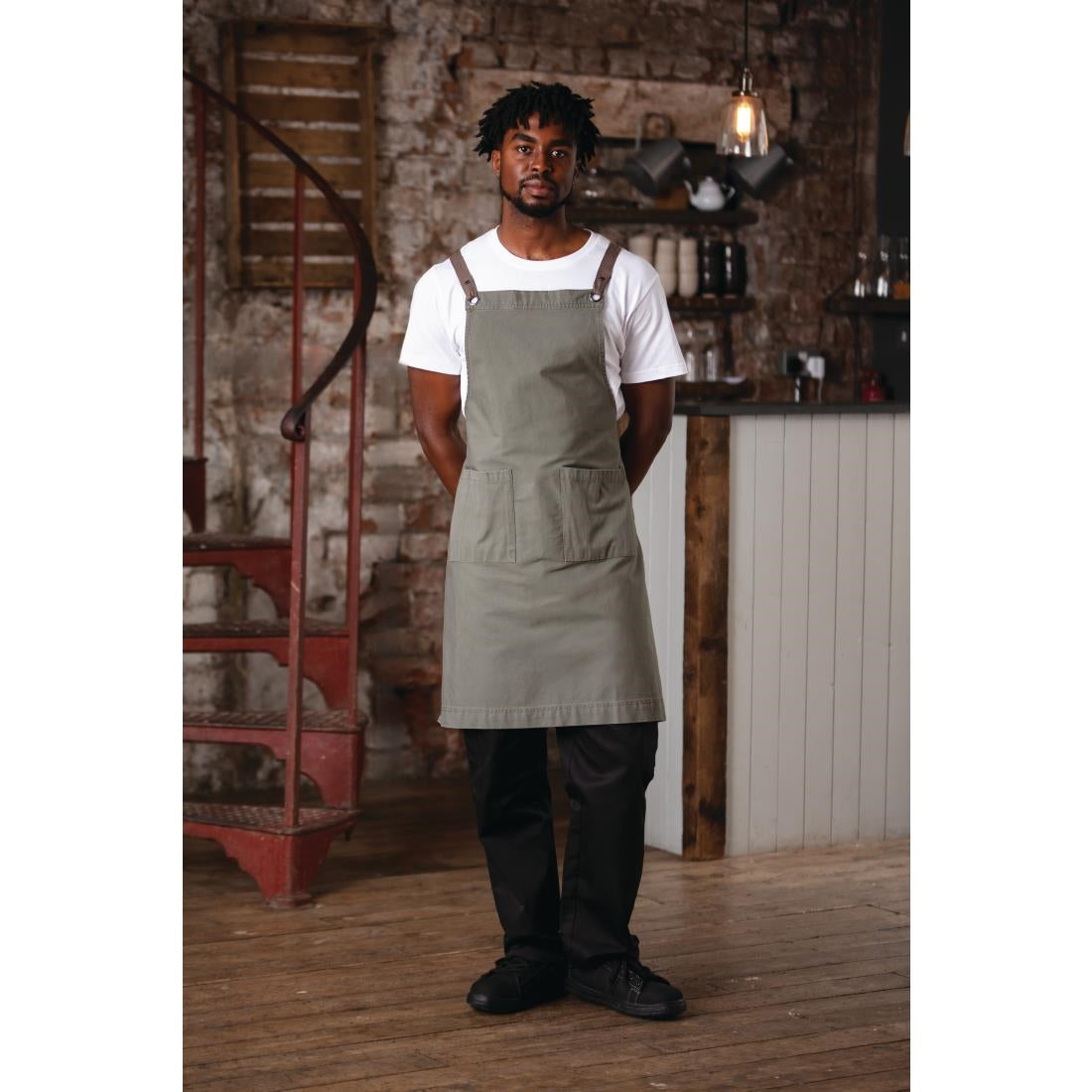 Southside Cotton Canvas Bib Apron Khaki - BB684