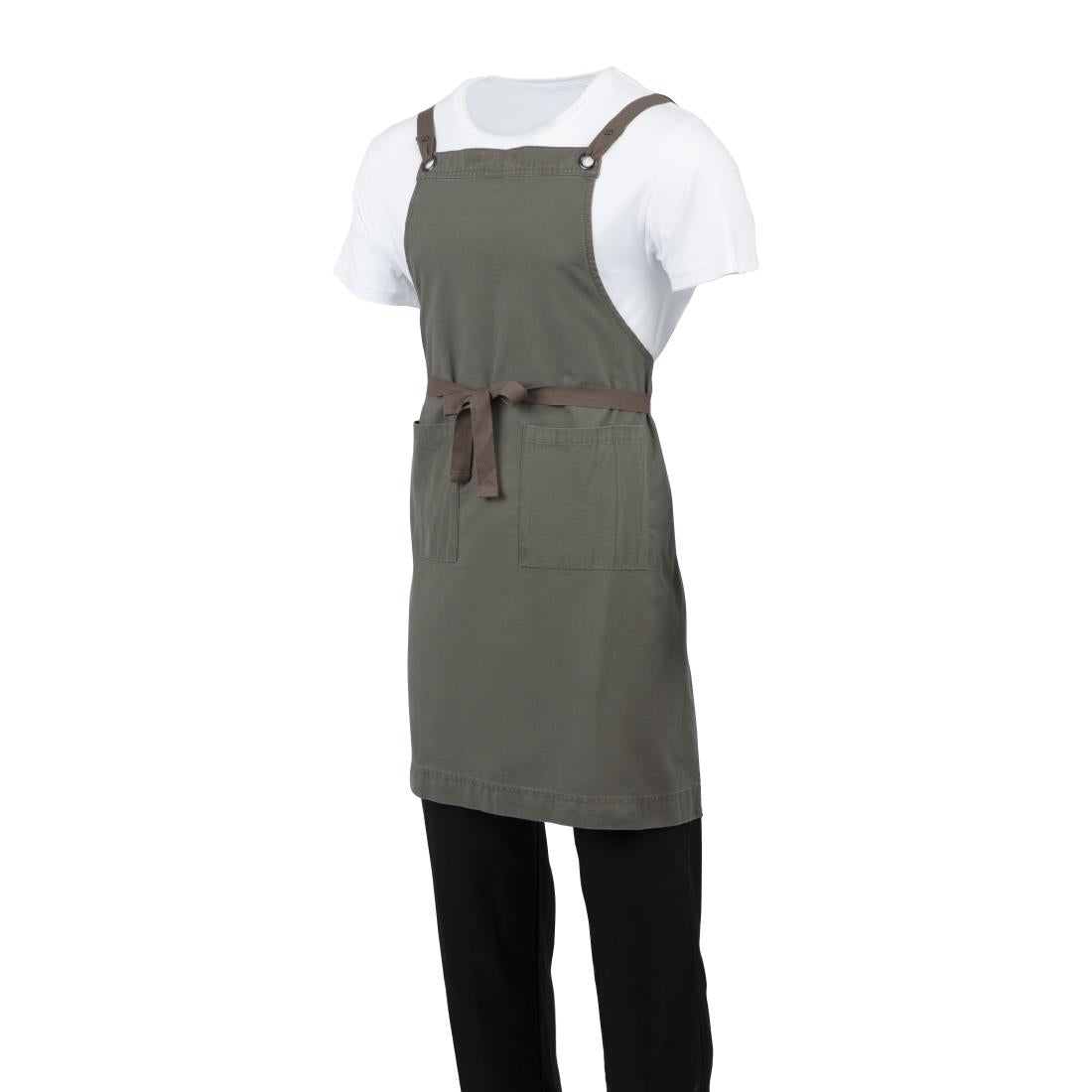 Southside Cotton Canvas Bib Apron Khaki - BB684
