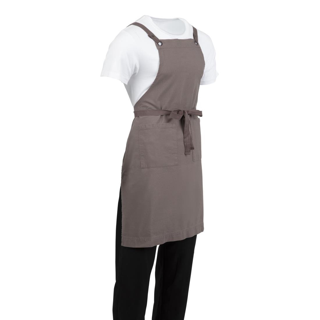 Southside Cotton Canvas Bib Apron Washed Grey - BB687