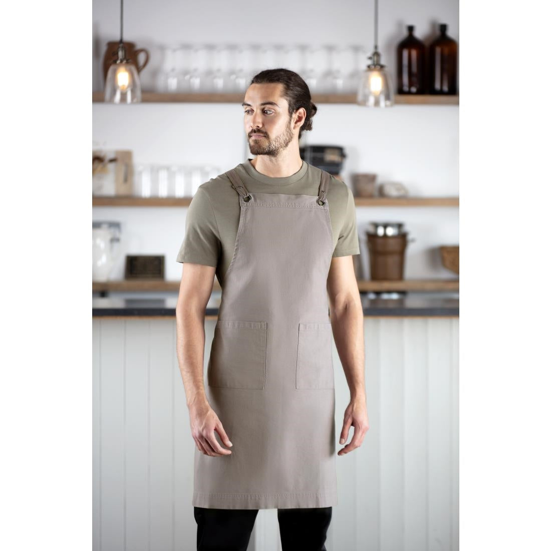 Southside Cotton Canvas Bib Apron Washed Grey - BB687