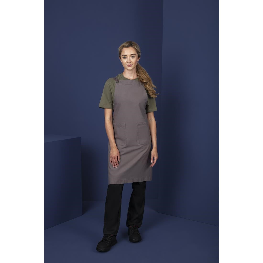 Southside Cotton Canvas Bib Apron Washed Grey - BB687