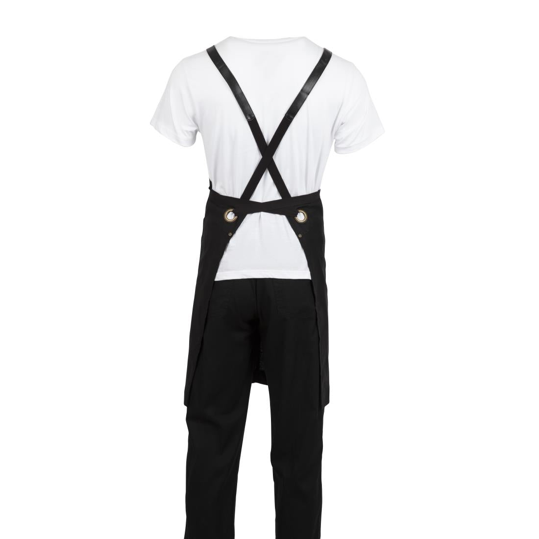 Southside Linen Blend Bib Apron Black - BB691