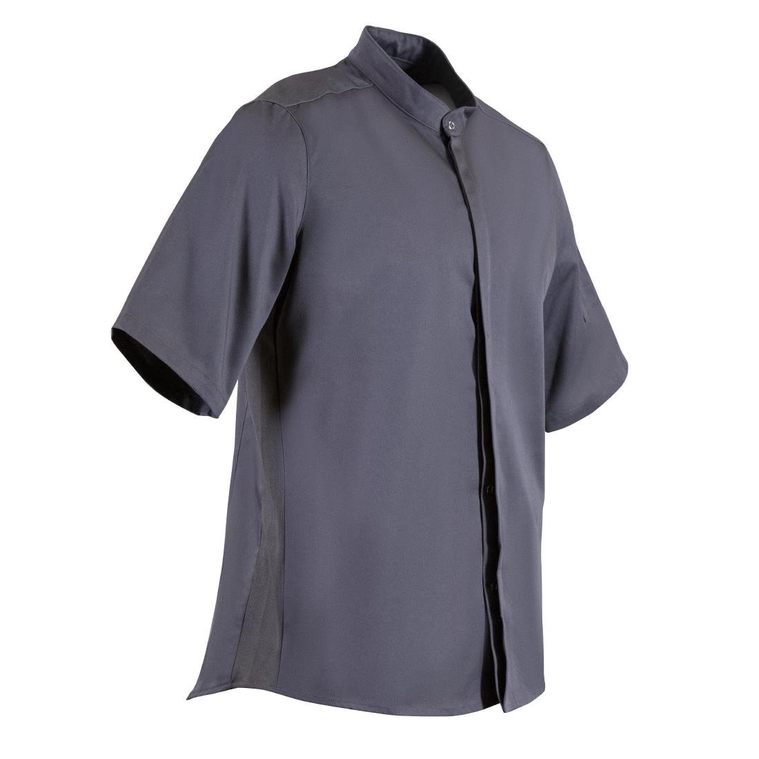 Southside Band Collar Chefs Jacket Charcoal Size L - BB712-L