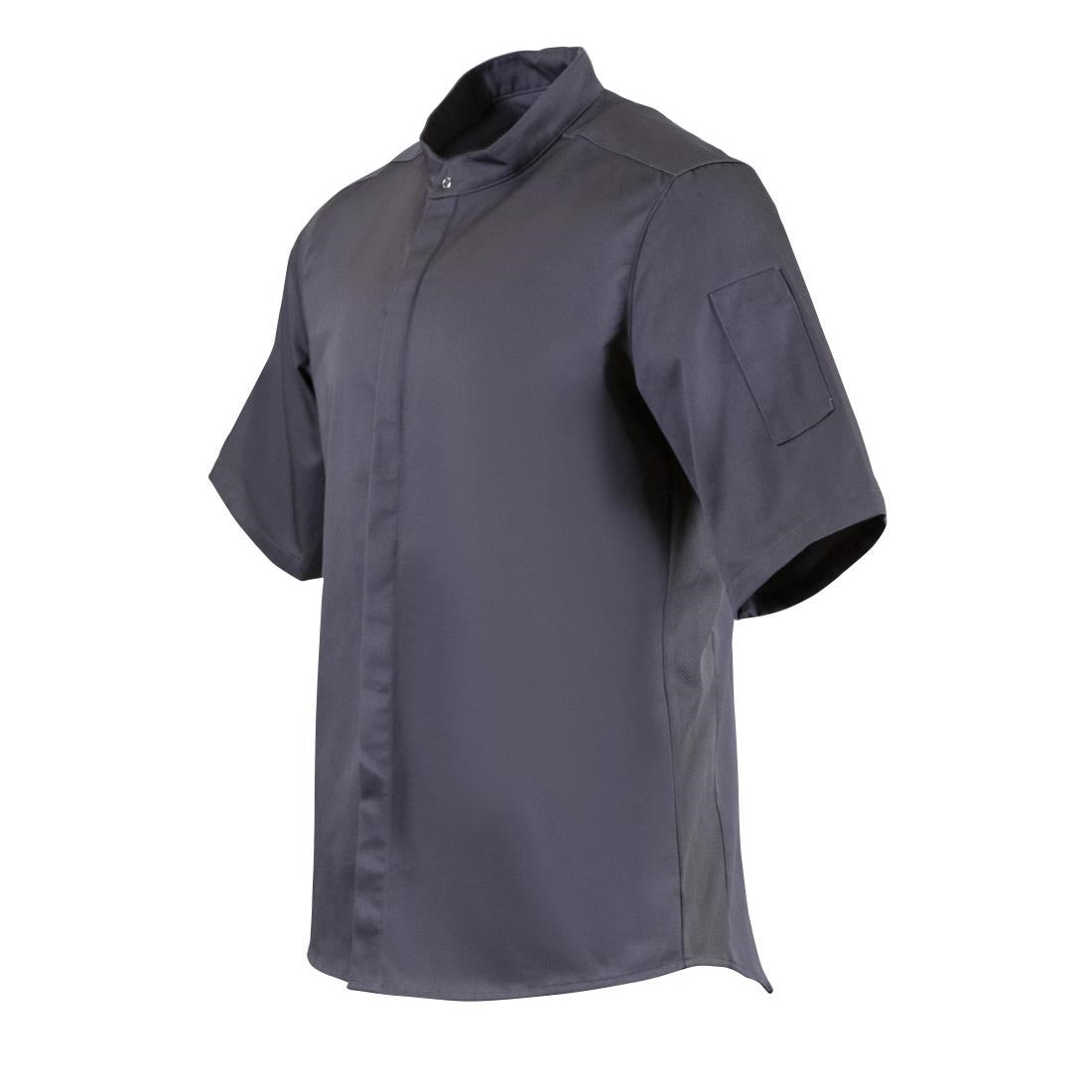 Southside Band Collar Chefs Jacket Charcoal Size L - BB712-L