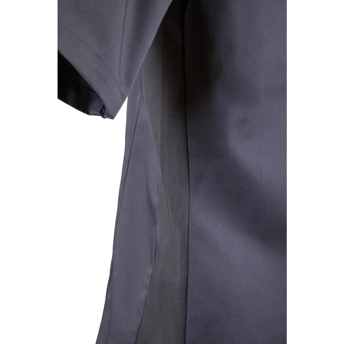 Southside Band Collar Chefs Jacket Charcoal Size L - BB712-L