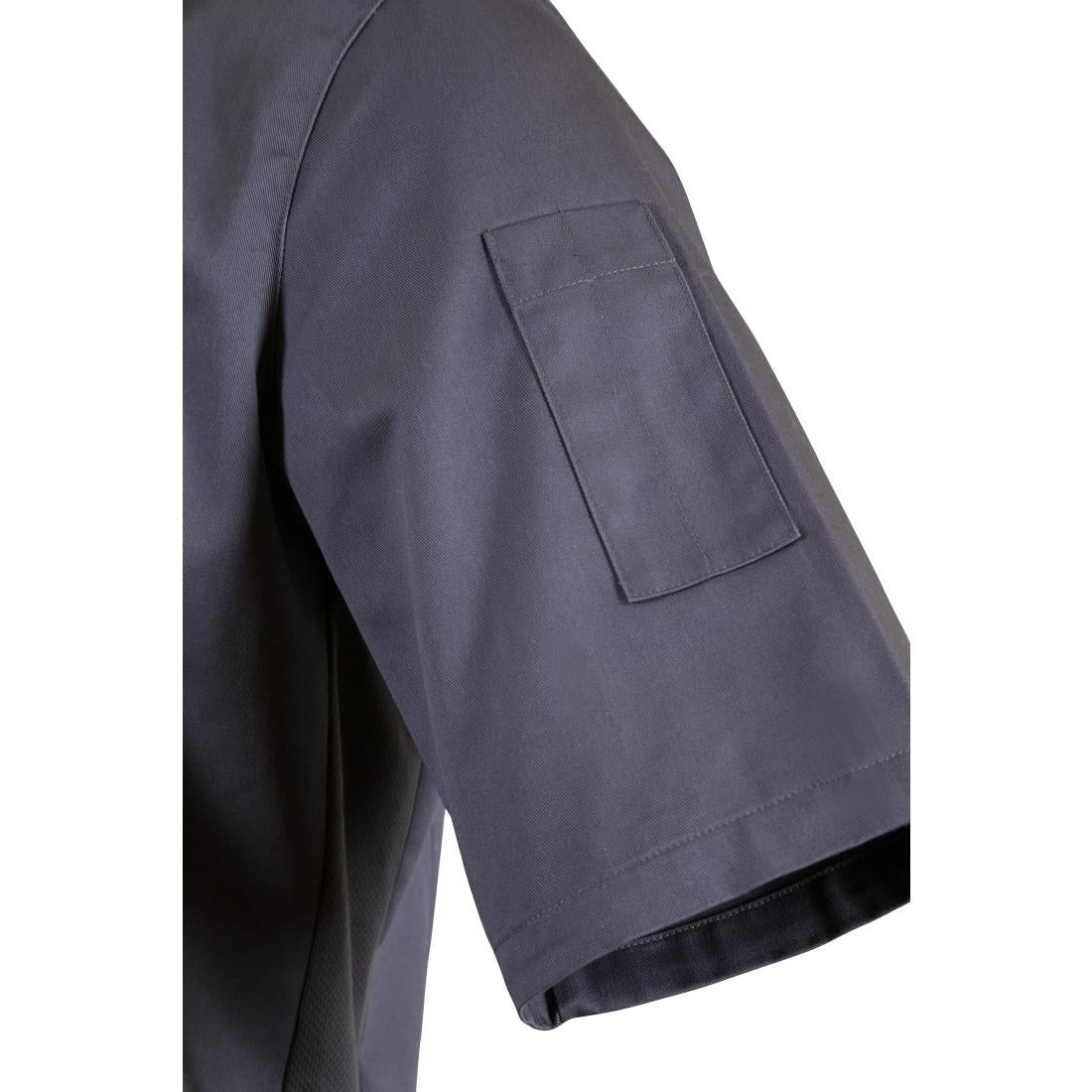 Southside Band Collar Chefs Jacket Charcoal Size L - BB712-L