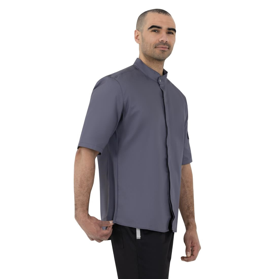 Southside Band Collar Chefs Jacket Charcoal Size L - BB712-L