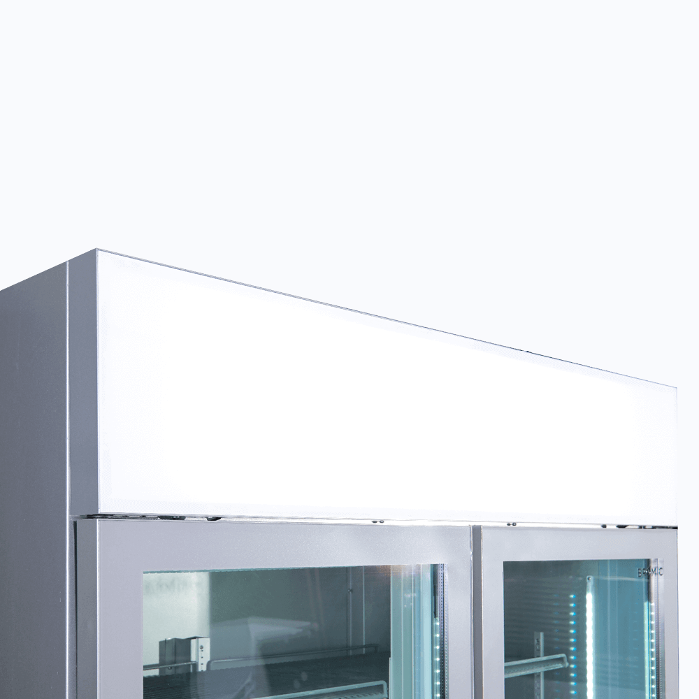 Bromic Upright Display Fridge - 1082L - 2 Door - Flat Glass - Lightbox - Silver GM1100LS-NR