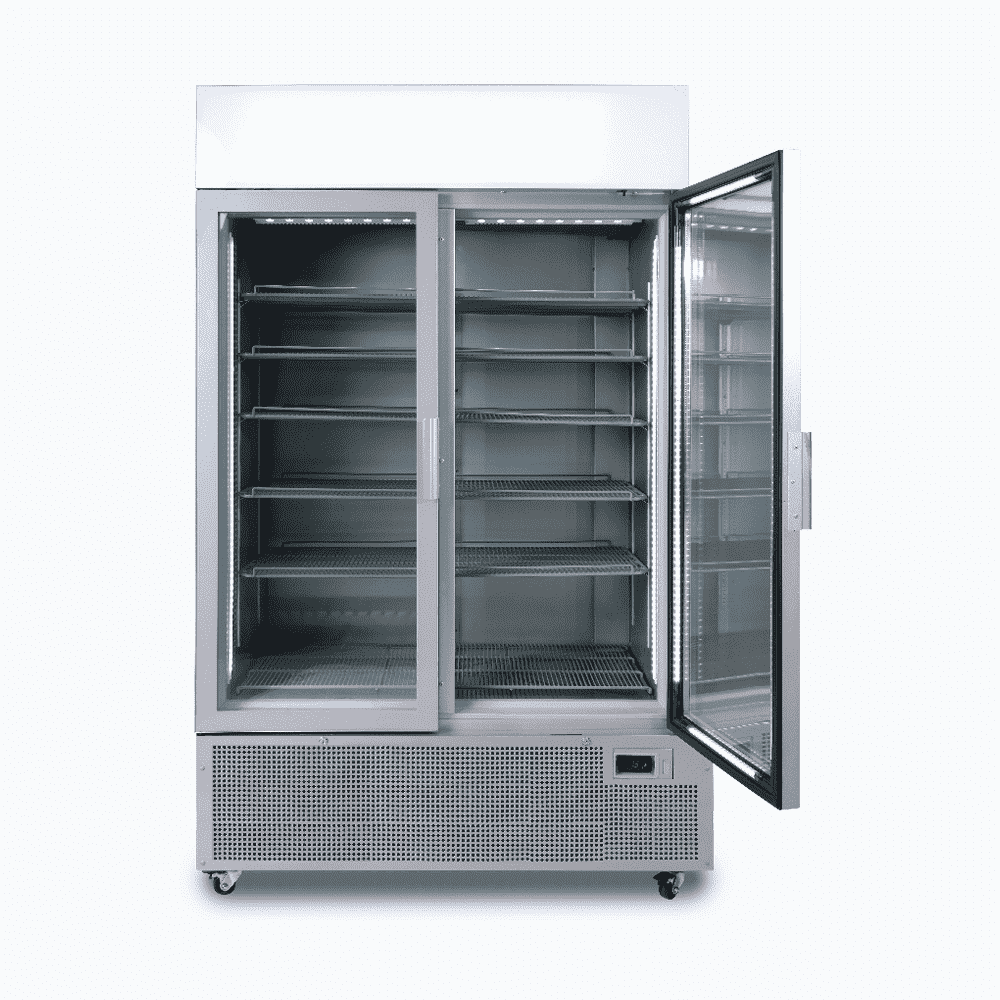 Bromic Upright Display Fridge - 1082L - 2 Door - Flat Glass - Lightbox - Silver GM1100LS-NR