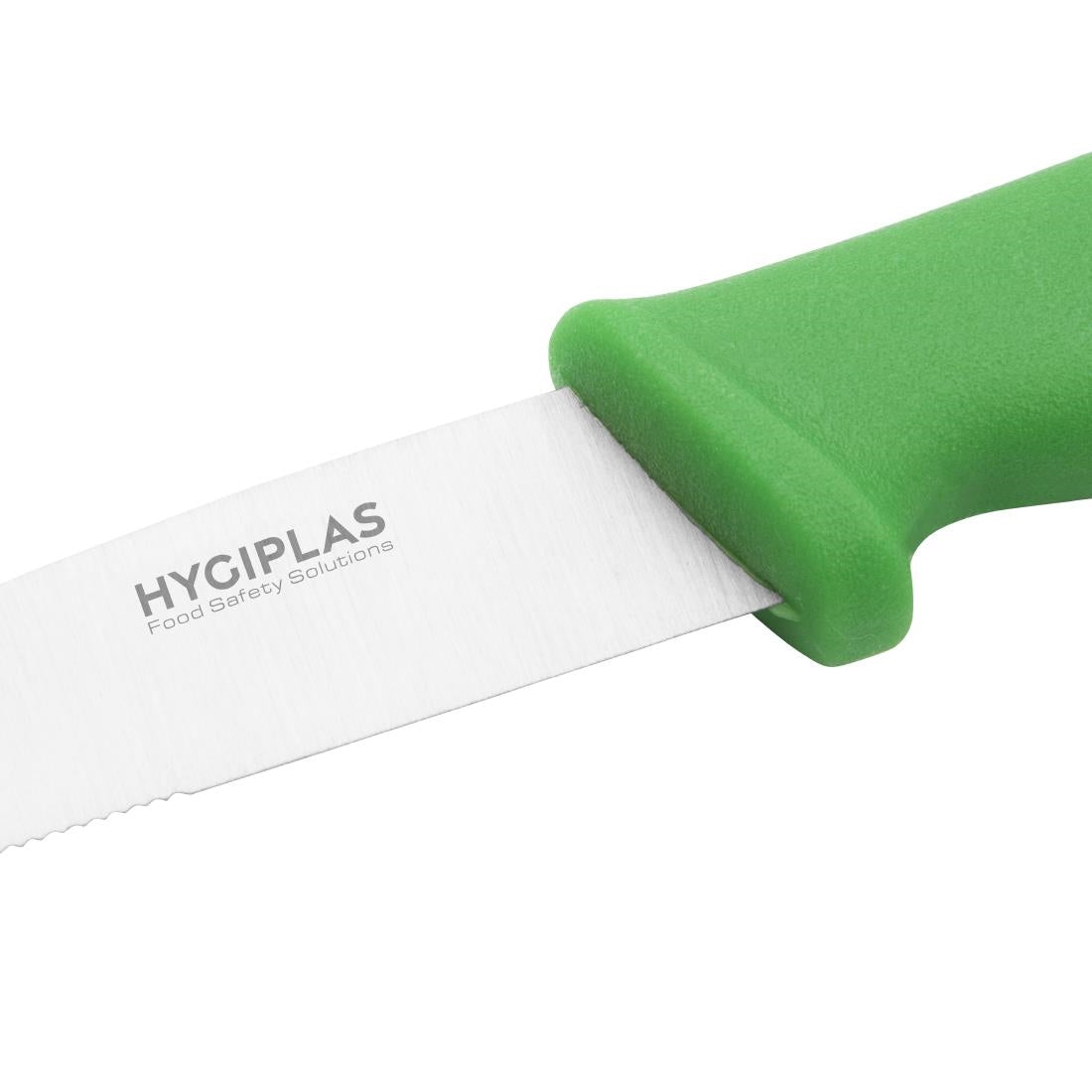 Hygiplas Serrated Vegetable Knife Green 100mm - C862