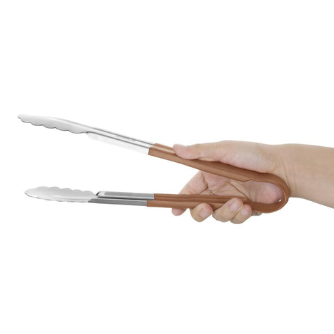 Hygiplas Colour Coded Brown Serving Tongs 300mm - CB158