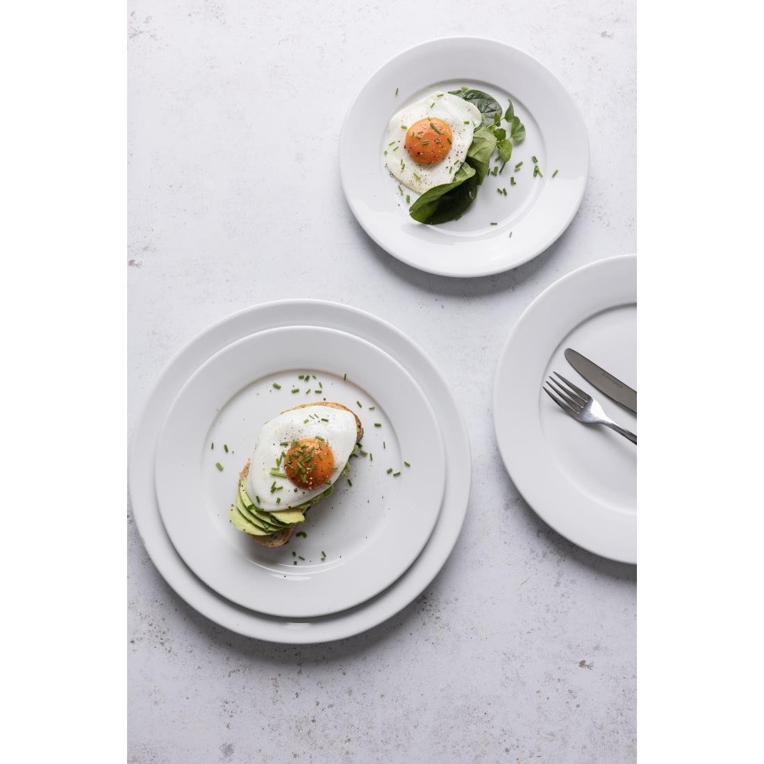 Olympia Whiteware Wide Rimmed Plates 280mm (6 Pack) - CB482