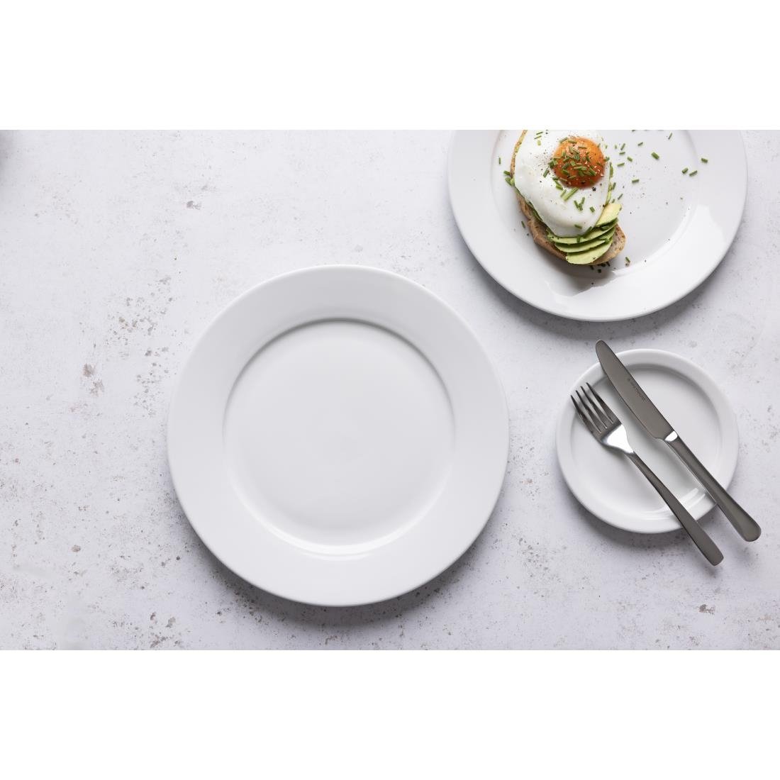 Olympia Whiteware Wide Rimmed Plates 280mm (6 Pack) - CB482