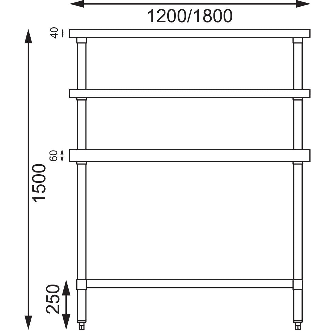 Vogue Stainless Steel Prep Station 1200x600mm - CC359