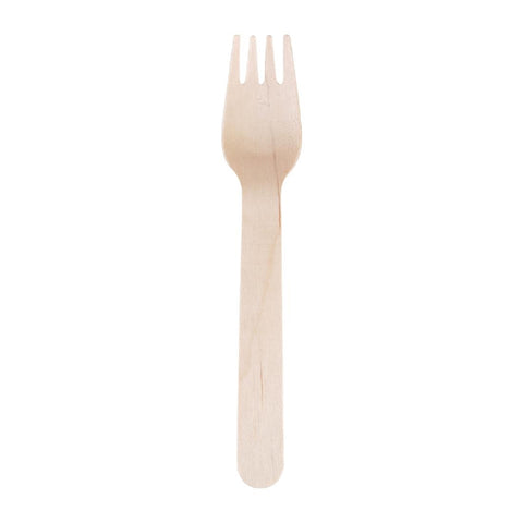 Fiesta Compostable Biodegradable Disposable Birch Wood Forks (Pack of 100) - CD903
