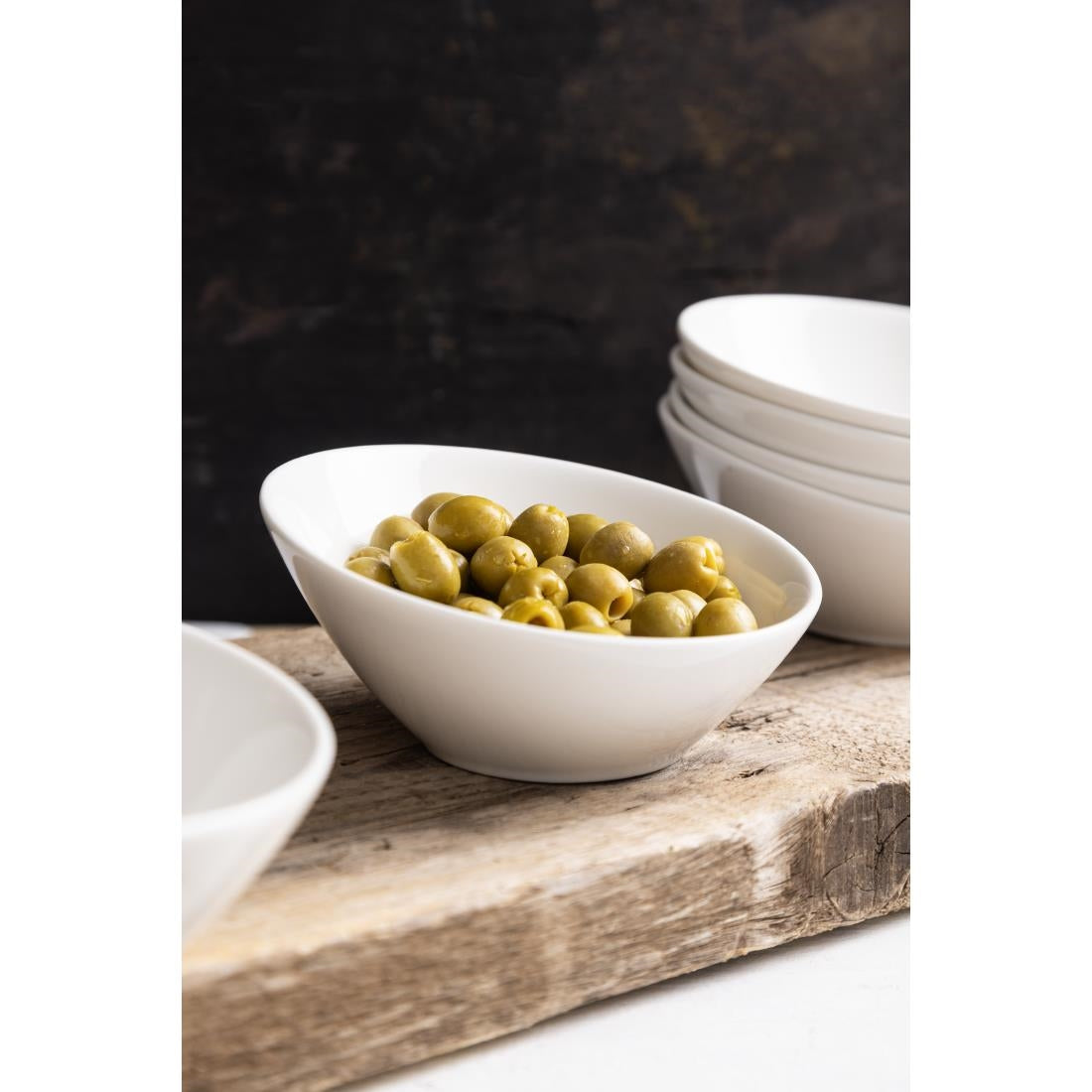 Olympia Lumina Oval Sloping Bowls White 148mm (6 Pack) - CF383